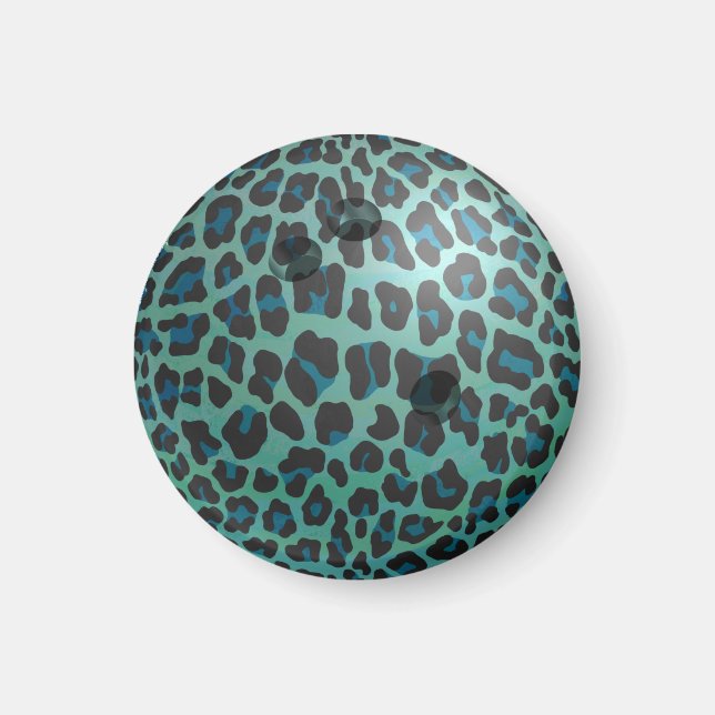 Bowling Ball Leopard Teal Magnet (Framsidan)