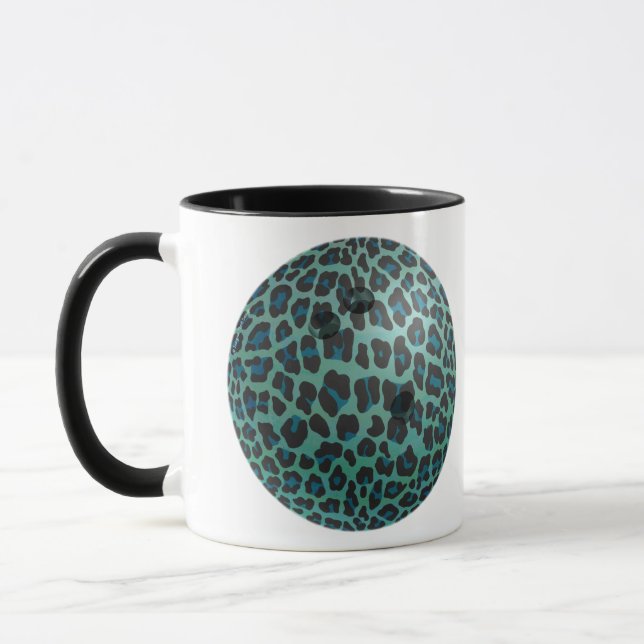 Bowling Ball Leopard Teal Mugg (Vänster)