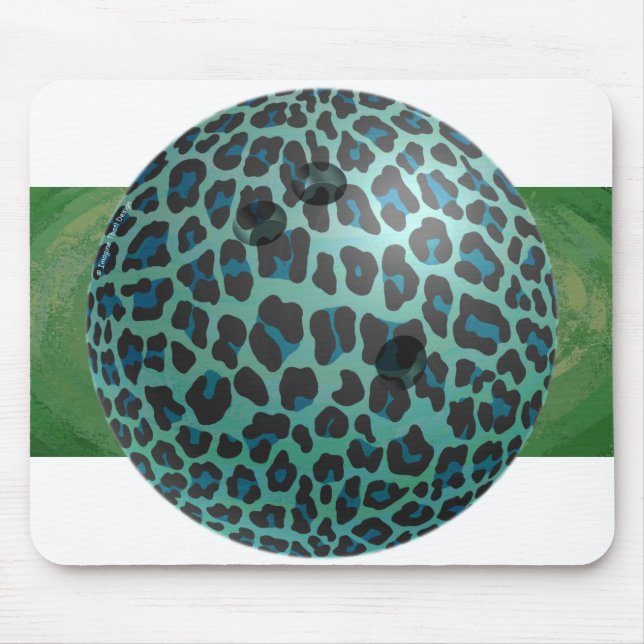 Bowling Ball Leopard Teal Musmatta (Framsidan)