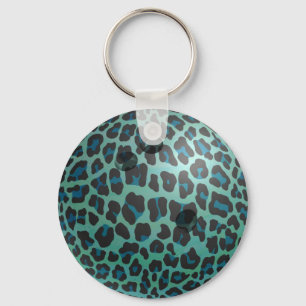 Bowling Ball Leopard Teal Nyckelring