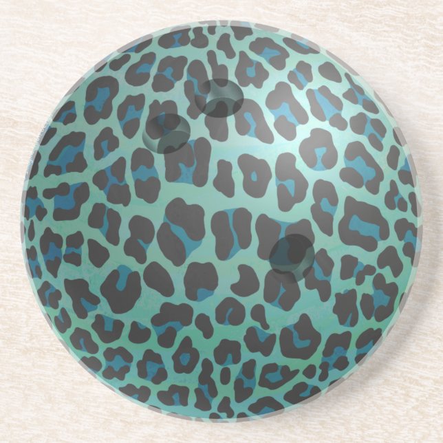 Bowling Ball Leopard Teal Underlägg (Framsidan)