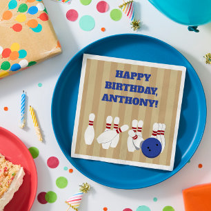 Bowling Ball och Stift Bowling Födelsedagsfest Pappersservett