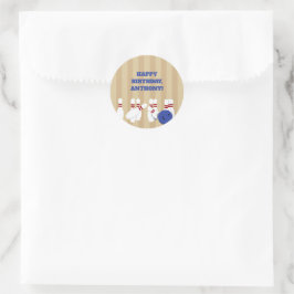 Bowling Ball och Stift Bowling Födelsedagsfest Runt Klistermärke