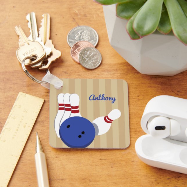 Bowling Ball och Stift Personlig Nyckelring (Skrivbord)