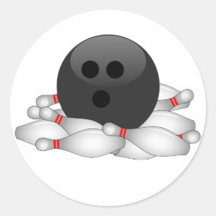 Bowling Ball och Stift Runt Klistermärke