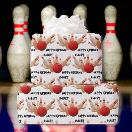 Bowling Ball och Stift Strejka! Lägg till Namn-föd Presentpapper
