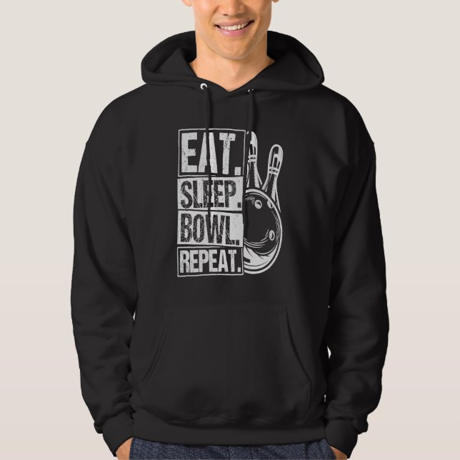 Bowling Ball Pin Bowler Strike Bowling Fanatic Bow Hoodie (Framsida)