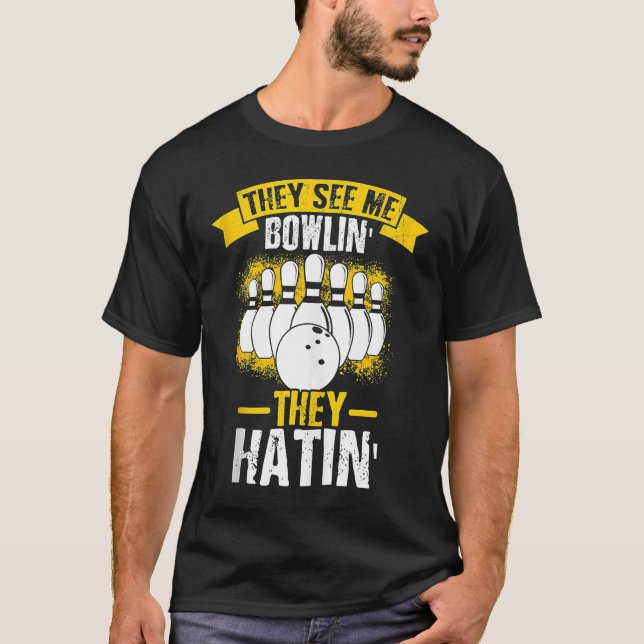 Bowling Ball Pin Bowler Strike Bowling Team Bowlin T Shirt (Framsida)