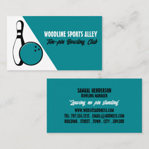 Bowling Ball & Pin, Ten-Pin Bowling Klubb Visitkort
