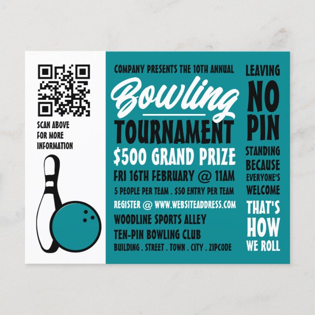 Bowling Ball & Pin, Ten-Pin Bowling Tournament Flygblad (Framsidan)