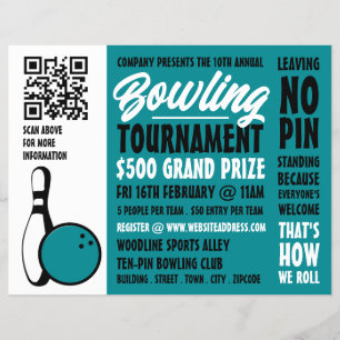 Bowling Ball & Pin, Ten-Pin Bowling Tournament Reklamblad