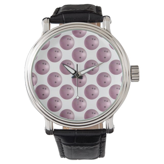 Bowling Ball Rosa Armbandsur (Framsida)