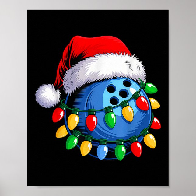 Bowling Ball Santa Hat-jultomten Julafton Ligh Poster (Framsidan)