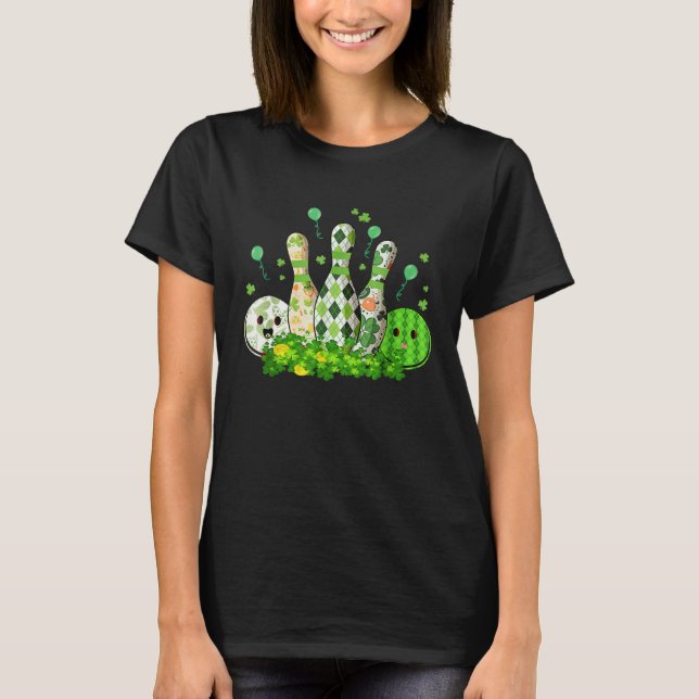 Bowling Ball Shamrock Leprechaun St Patricks Day B T Shirt (Framsida)
