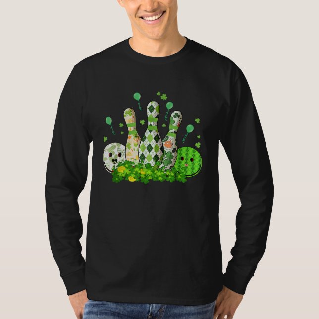 Bowling Ball Shamrock Leprechaun St Patricks Day B T Shirt (Framsida)