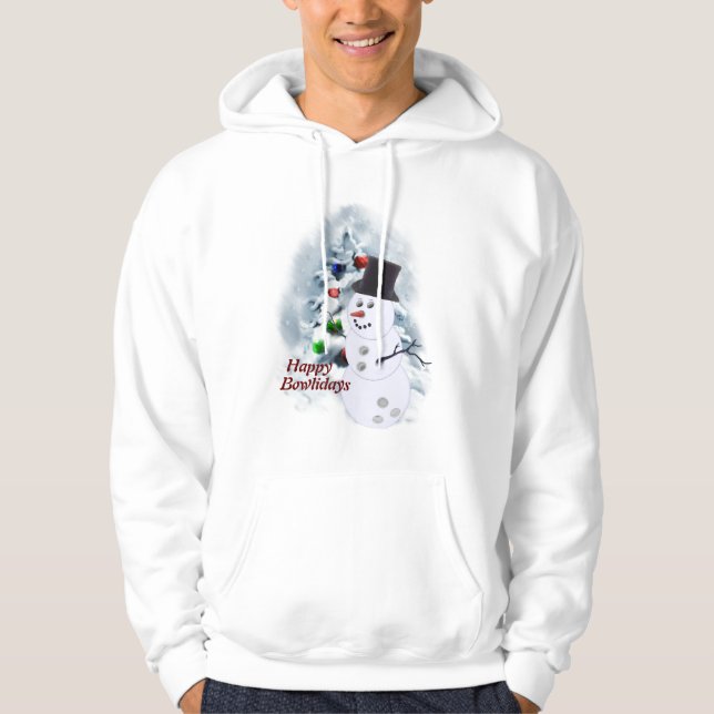 Bowling Ball Snögubbe jul Sweatshirt Med Luva (Framsida)