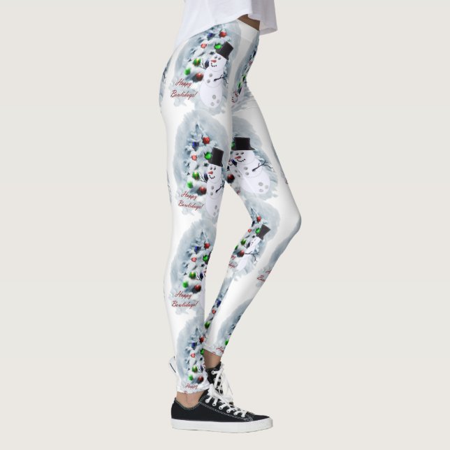Bowling Ball Snögubbe julbalar Leggings (Höger)