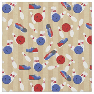 Bowling Ball, Stift och Shoes Patterned Tyg