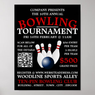 Bowling Ball & Stift, Ten-Pin Bowling Tournament Poster