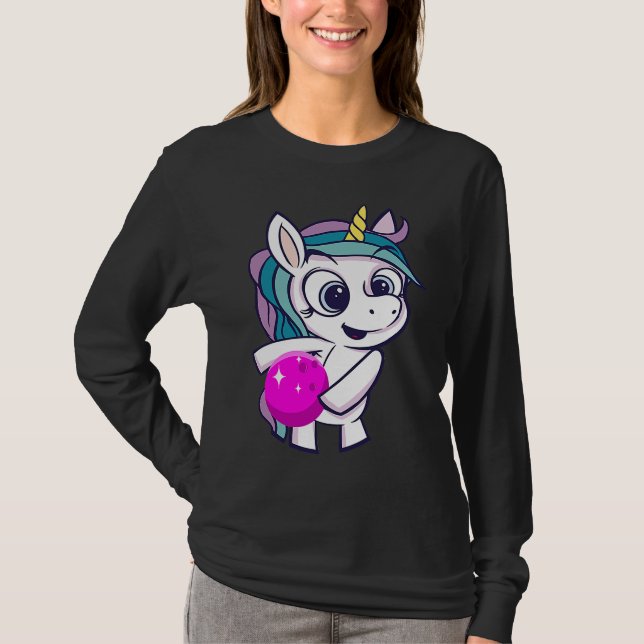 Bowling Ball Unicorn Bowling Team Strike Bowler Bo T Shirt (Framsida)