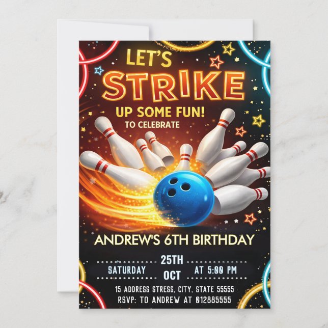 Bowling Barnkalas Inbjudningar (Framsida)