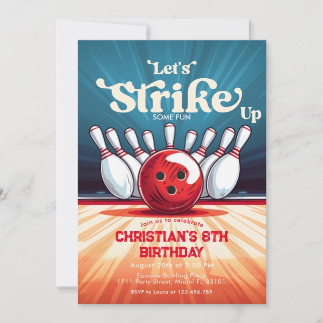 Bowling Barns födelsedag Party Inbjudningar (Framsida)