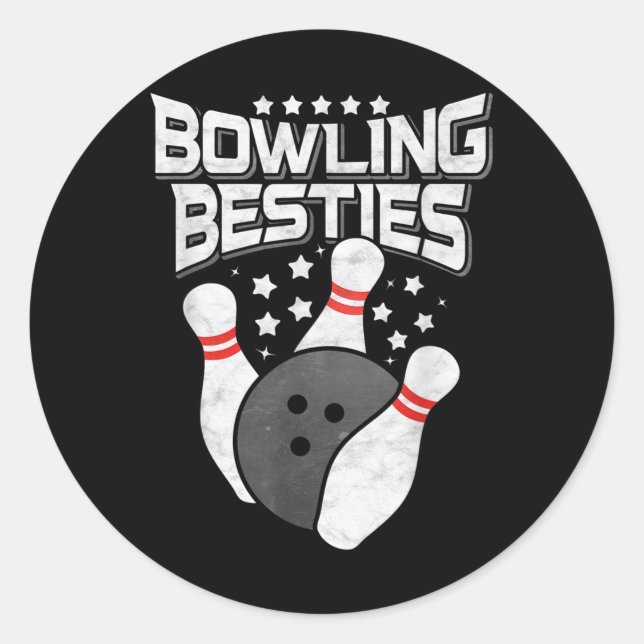 Bowling Besties Runt Klistermärke (Framsida)