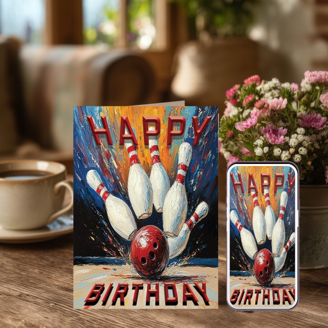 Bowling Birthday Card Kort (Skapare uppladdad)