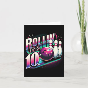 Bowling Birthday Rollin to 10 Party 10:e dagen Re Kort