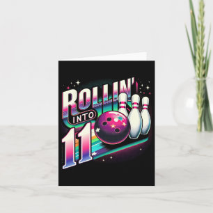 Bowling Birthday Rollin to 11 Party 11:e dagen Re Kort