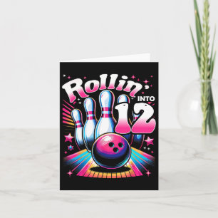 Bowling Birthday Rollin to 12 Party 12:e Bday Re Kort