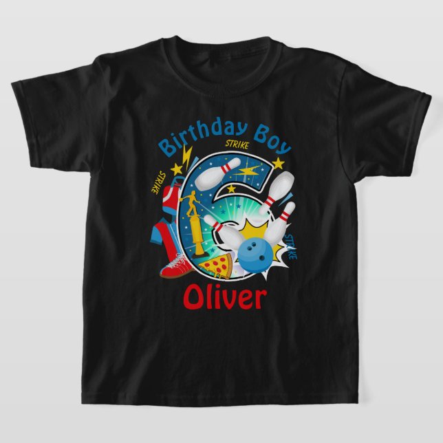 Bowling Birthday Shirt Bowling Pin Sjätte födelsed T (Laydown)