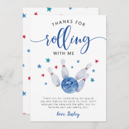 Bowling Blå Födelsedags Tacksam För Att Rulla Med Tack Kort