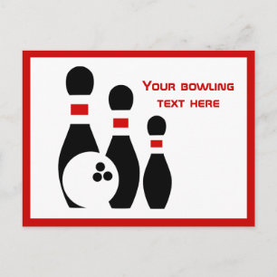 Bowling Black boll och stift Vykort