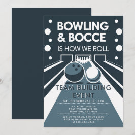 Bowling Bocce Team Byggande Church Business Blue Inbjudningar