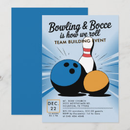 Bowling Bocce Team Byggande Church Business Blue Inbjudningar