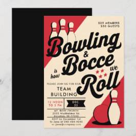 Bowling Bocce Team Community Church Business Red Inbjudningar