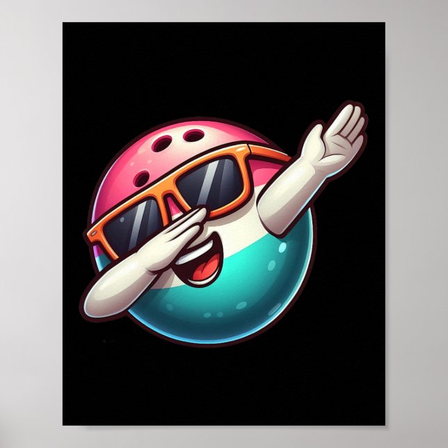 Bowling Boll Dabba Singlar Bowlar Spelare Barn Poster (Framsidan)