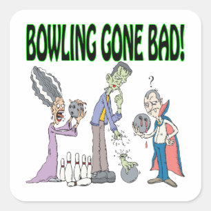 Bowling Borta Bad Fyrkantigt Klistermärke