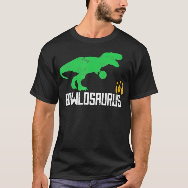 Bowling Bowlareare Dinosaur Player Boll Pin T Shirt (Framsida)