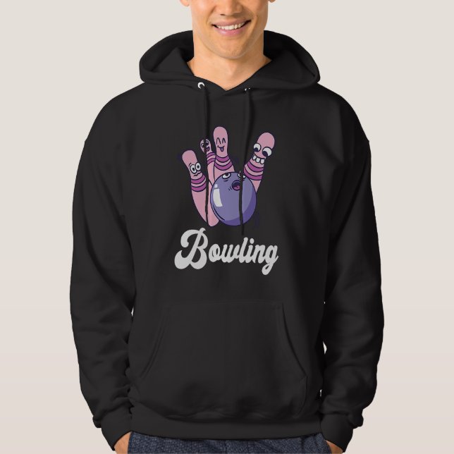 Bowling Bowler Funny Bowling Bowling Pin Strike Bo Hoodie (Framsida)