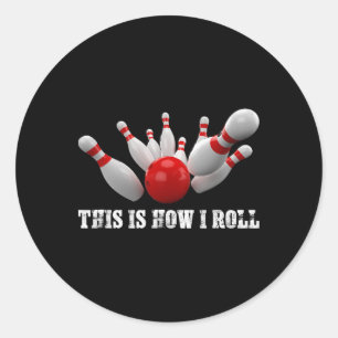 Bowling Bowlingspelare Så Här Rullar Jag Män Kvinn Runt Klistermärke