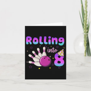 Bowling Boy Birthday Rolling into 8 Funny 8th Kort