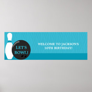 Bowling Boy Födelsedagsfest Banner Poster
