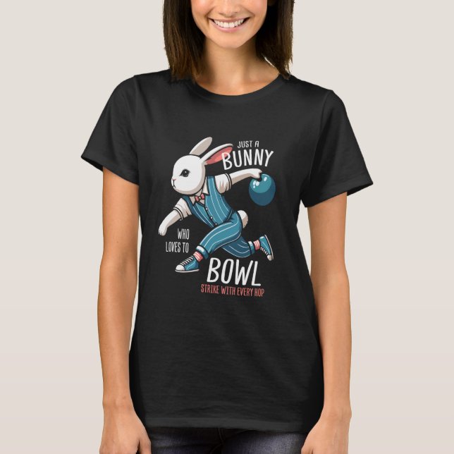 Bowling Bunny Rabbit Bowlareare T Shirt (Framsida)