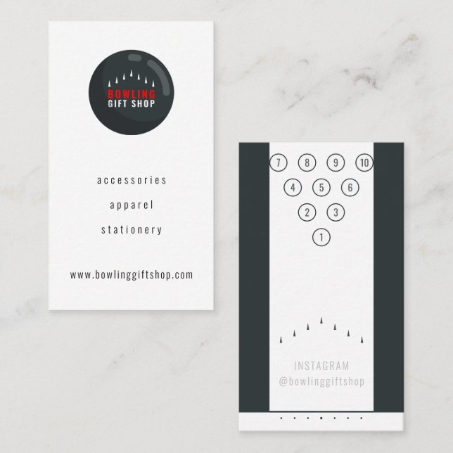 Bowling Business | Bowling Stift Gutter Foul Line Visitkort (Fram/baksida)