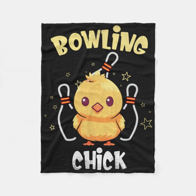 Bowling Chick Funny Chicken Athlete Bowler Men Wom Fleecefilt (Framsidan)