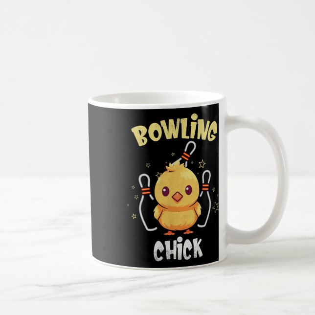 Bowling Chick Funny Chicken Athlete Bowler Men Wom Kaffemugg (Höger)