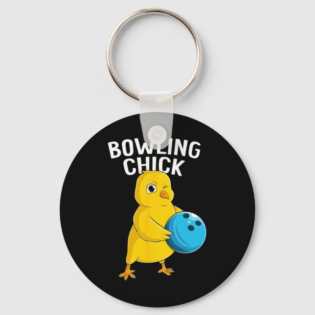 Bowling Chick Funny Women Girls Bowling Cute Nyckelring (Framsida)