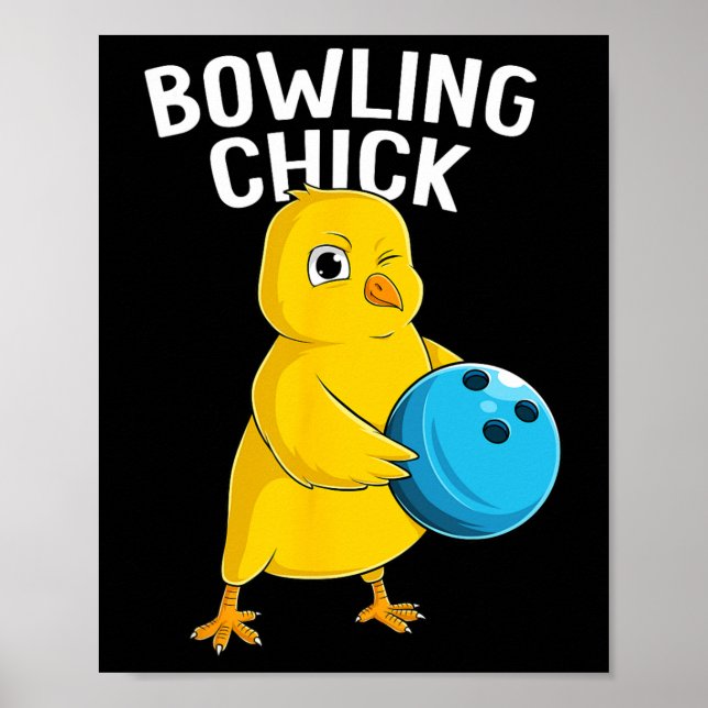 Bowling Chick Funny Women Girls Bowling Cute Poster (Framsidan)